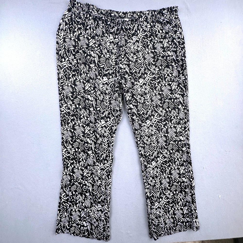 No Boundaries Womens XL Black White Geometric Print Palazzo Wide Leg Pants